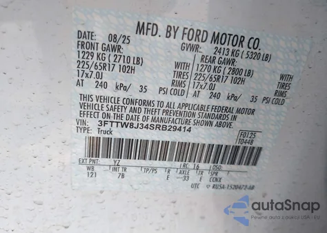 2025 Ford Maverick Xlt z USA, uszkodzony, nr VIN 3FTTW8J31SRB28818